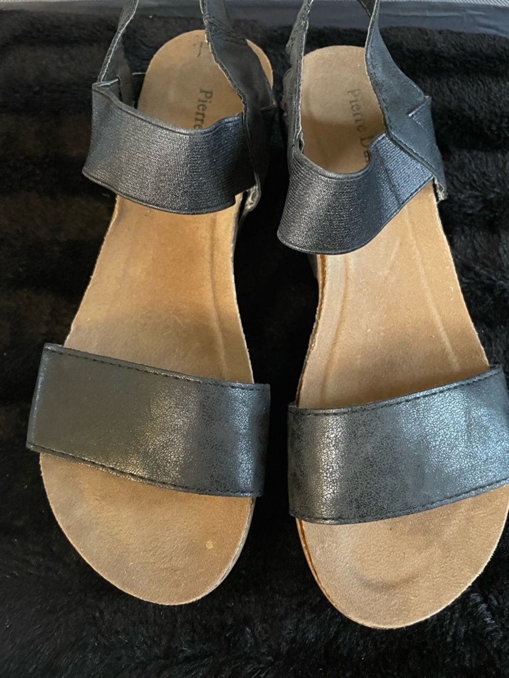 Pierre Dumas Black Open-Toe Slingback Sandals